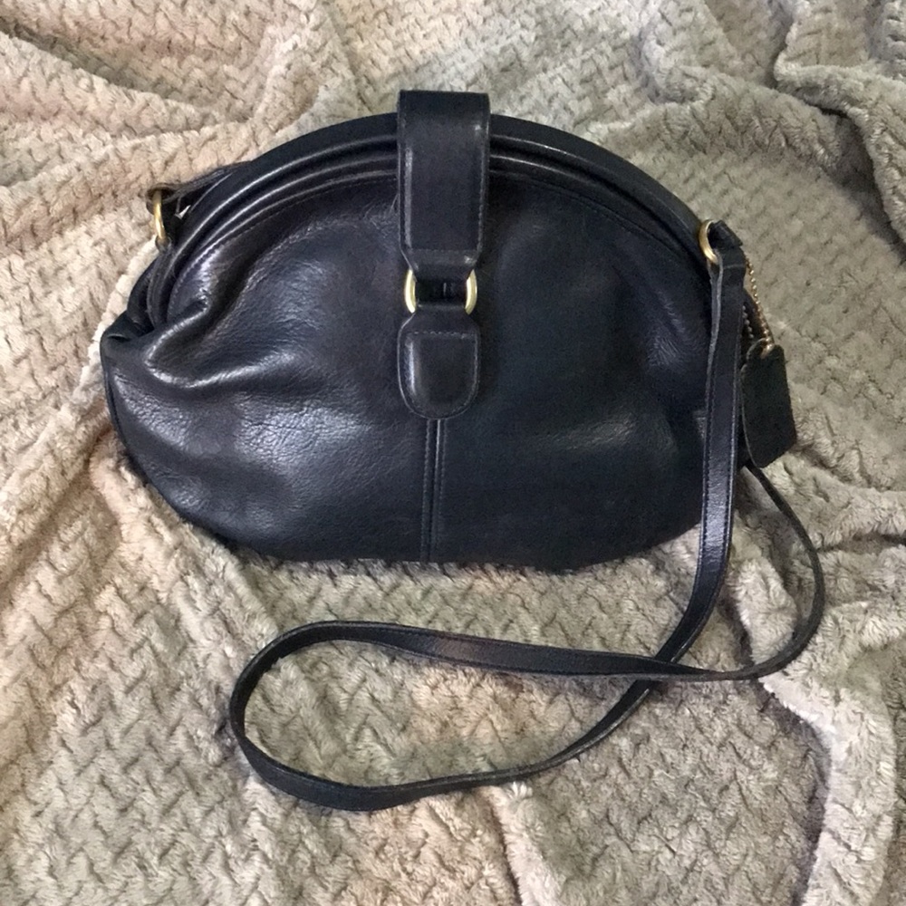 Vintage Coach Laurel Clamshell Bag Navy Blue